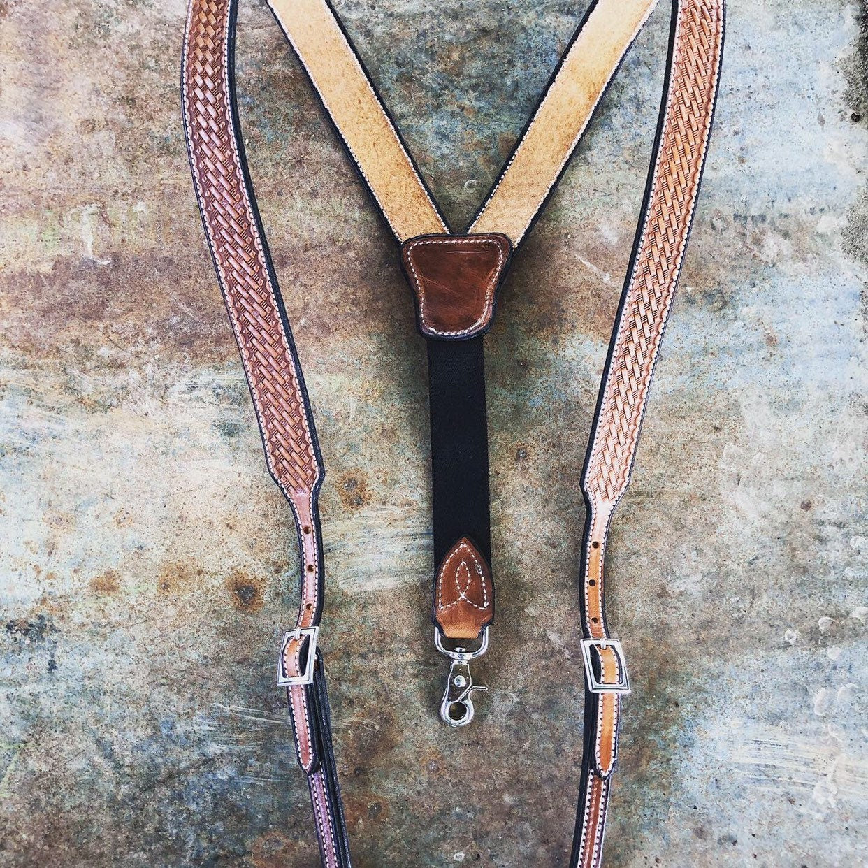 BeaverCraft Men's Adjustable Leather Suspenders Braces