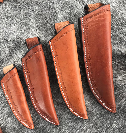 Vertical Knife Sheath Handmade from Saddle Leather