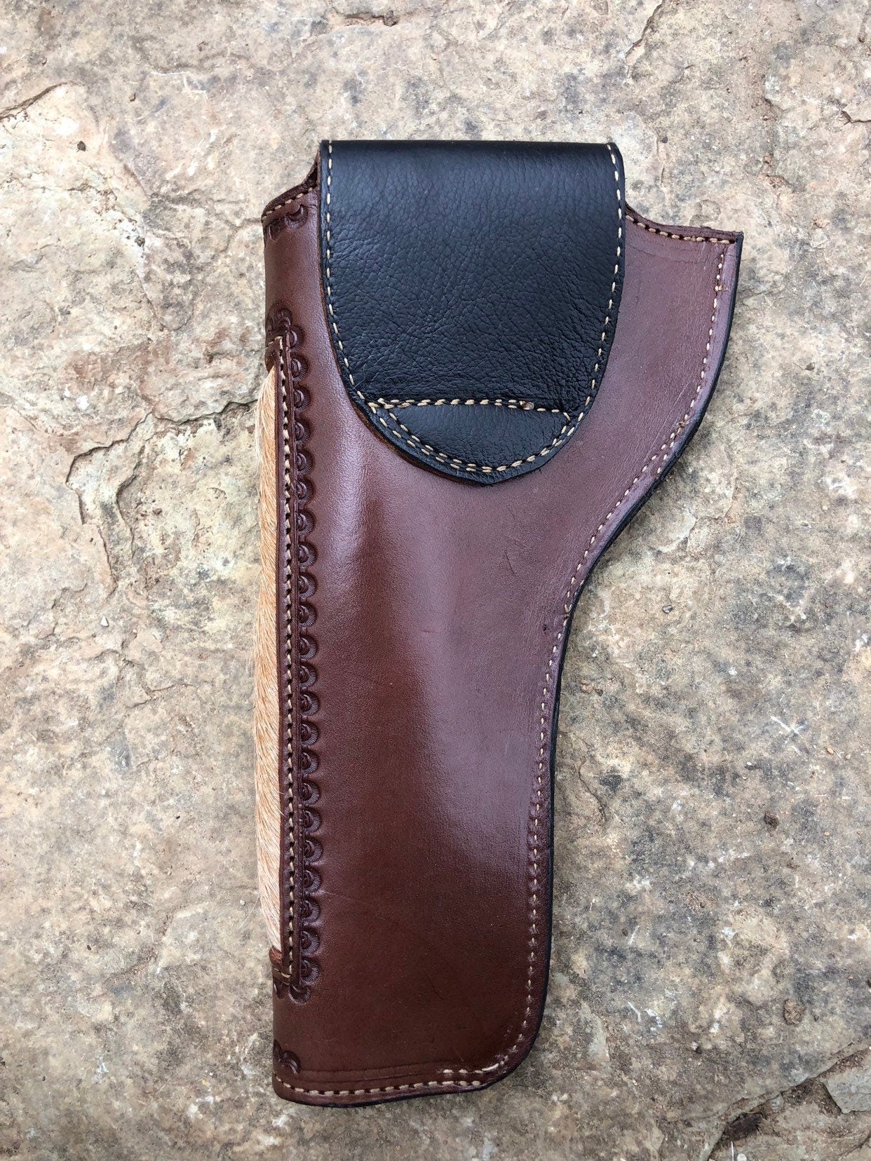 Large frame revolver holster, inlay revolver holster, 44 holster, 45 holster, lined holster, 6 inch barrel holster