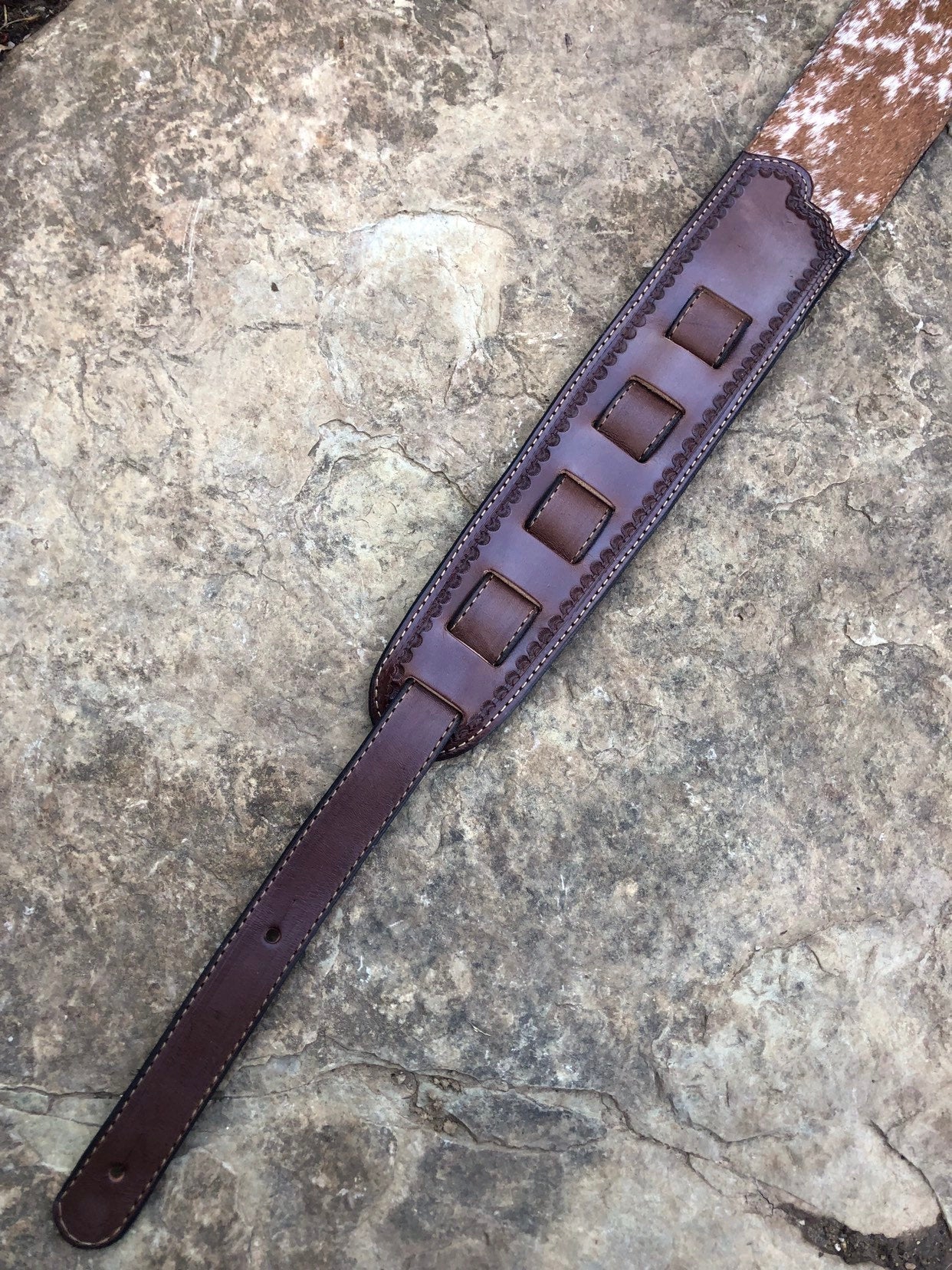 Handmade guitar strap, leather guitar strap, cowhide guitar strap, brazilian cowhide guitar strap