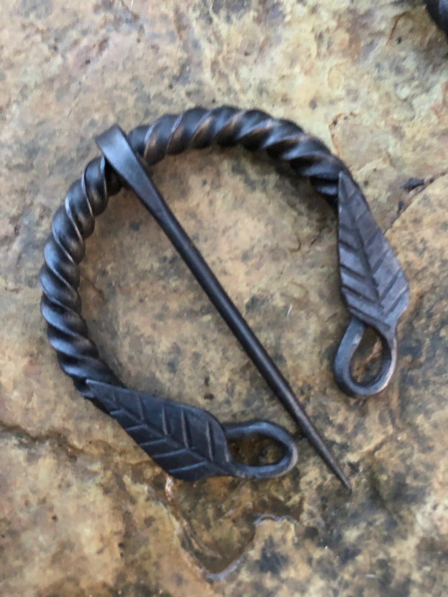 Steel Penannular Viking Style Cloak Pin with Medieval Clasp