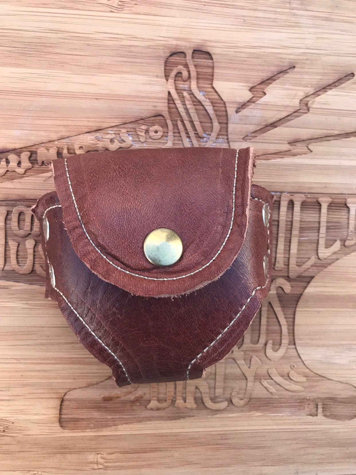 Handmade leather Snuff Can belt pouch