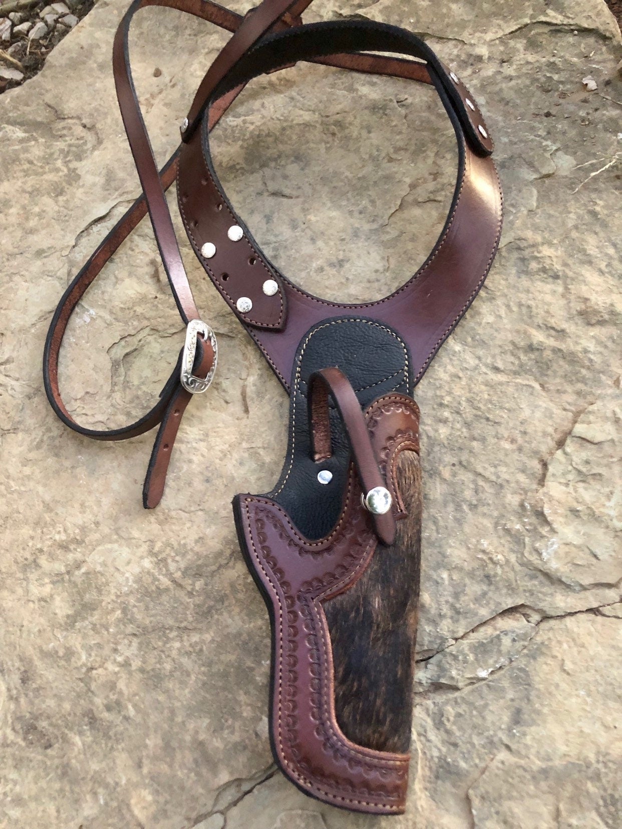 Handmade Tanned Herman Oak Leather Shoulder Holster  Fits Colt Springfield Ruger RIA Remington ATI Model 1911