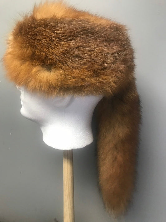 Handmade Davy Crockett Fox hat, Fox fur hat, authentic fox fur hat, tanned Fox hide,