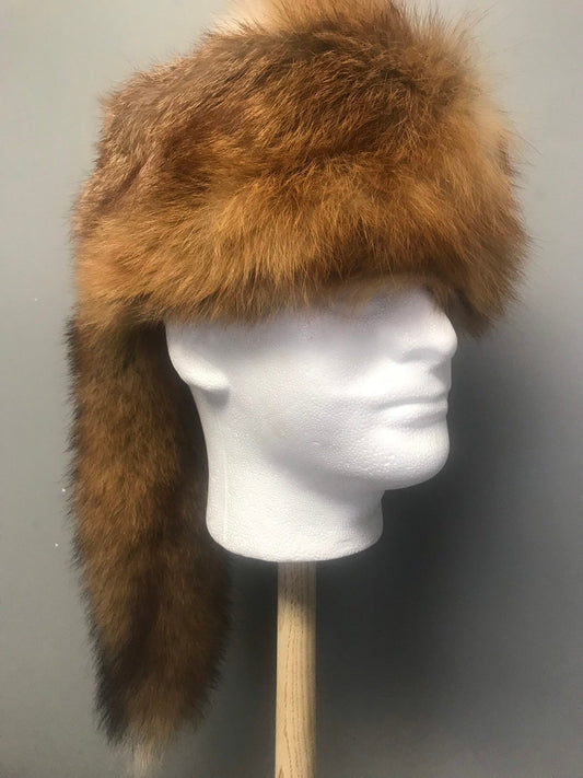 Handmade Davy Crockett Fox hat, Fox fur hat, authentic fox fur hat, tanned Fox hide,