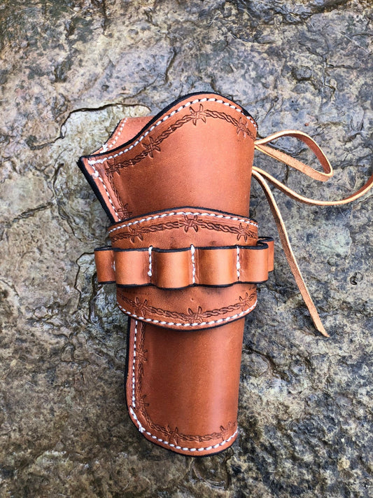 Handmade leather holster, holster with ammo loops, revolver holster, .357/.44/.45 revolver holster