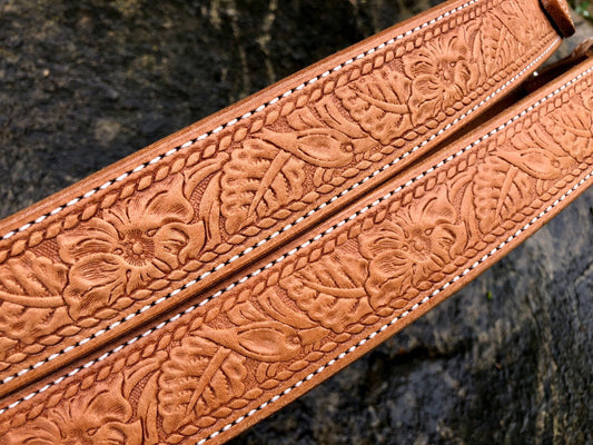 Handmade Embossed Western Belt Made from Saddle Leather