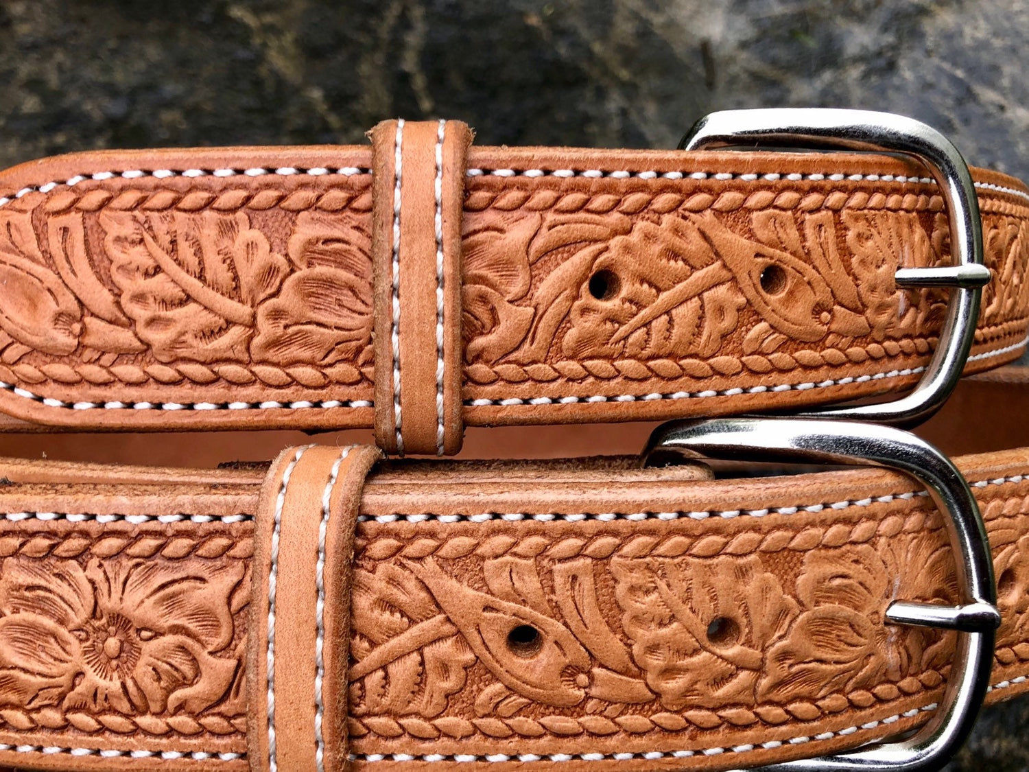 Handmade Embossed Western Belt Made from Saddle Leather – Rising Star Forge  and Leather Works