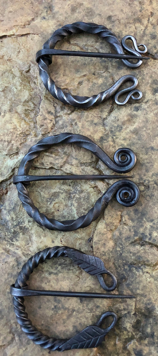 Steel Penannular Viking Style Cloak Pin with Medieval Clasp