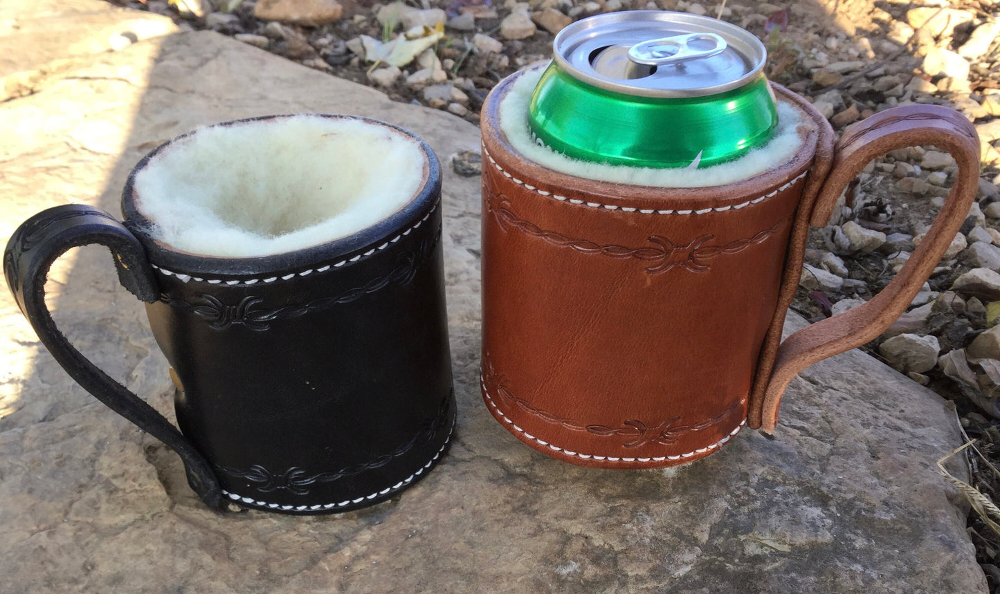 Leather Insulated Coozie, Cowboy Coozie, Drink holder, insulated drink holder, leather Drink holder, Coozie, Stocking Stuffer, Gift For Him
