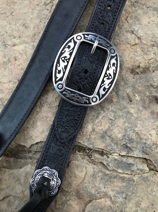 Belt Headstall, Handmade headstall, one ear headstall, hand made, Herman Oak Headstall, Embossed headstall, cowboy headstall,
