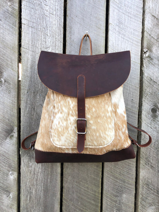 Handmade Leather Backpack, Brazilian Hair on backpack, Leather Backpack, Handmade backpack, Made in the USA, Diaper bag, overnight bag,