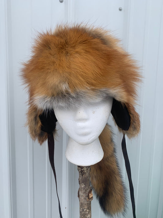 Authentic Wild Fox trapper hat, Fox fur hat, lined fur hat, winter hat, trapper hat, wild fox fur hat, fox hat