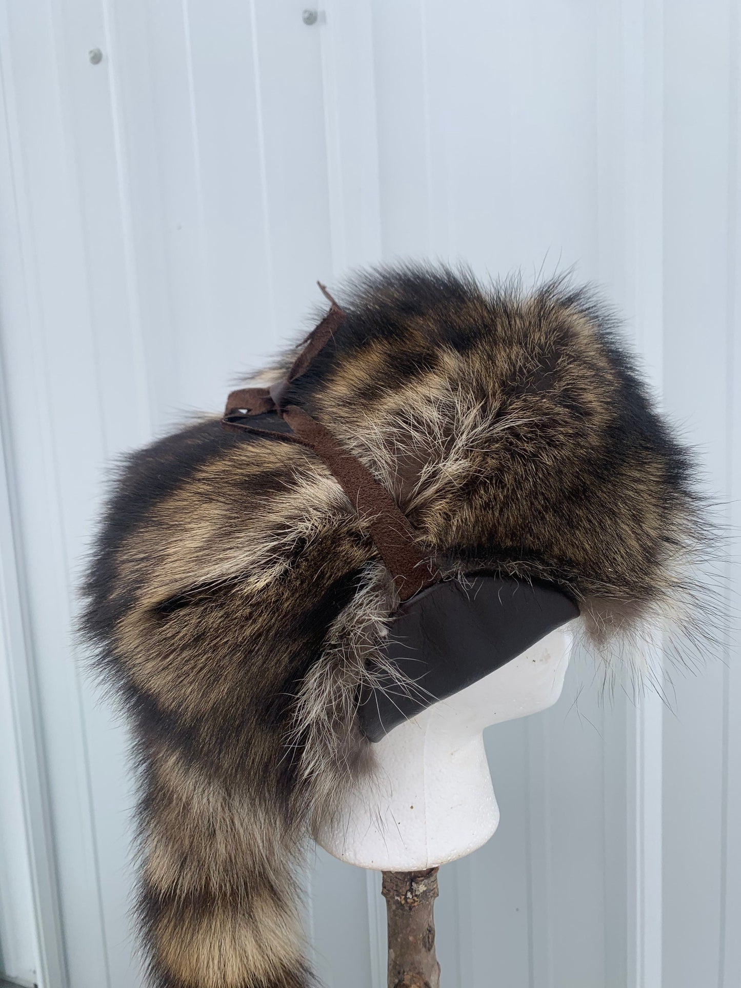 Raccoon trappers hat, Nebraska raccoon hat, plush raccoon hat, fur hat, handmade fur hat,