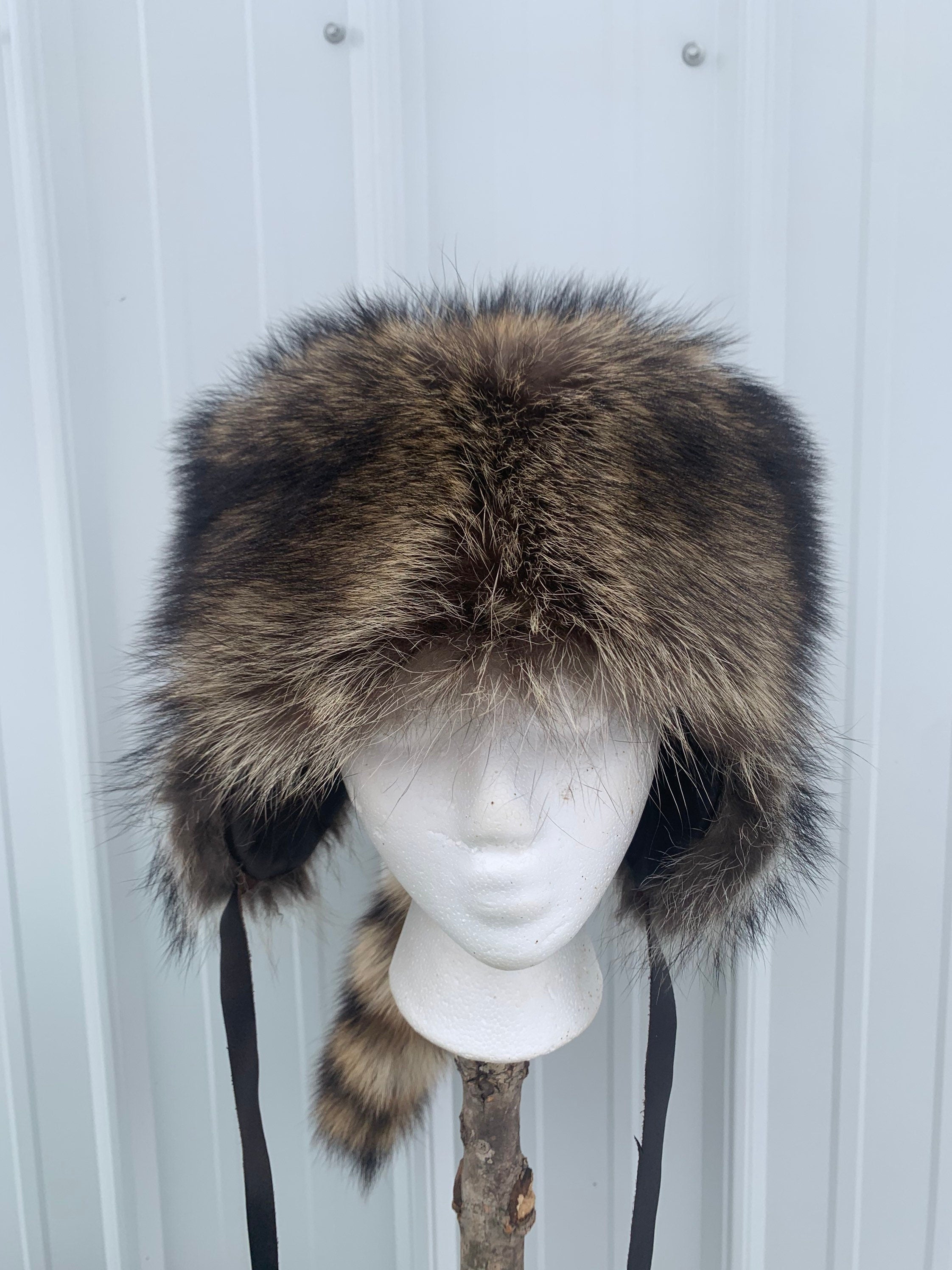 Raccoon trappers hat, Nebraska raccoon hat, plush raccoon hat, fur hat ...