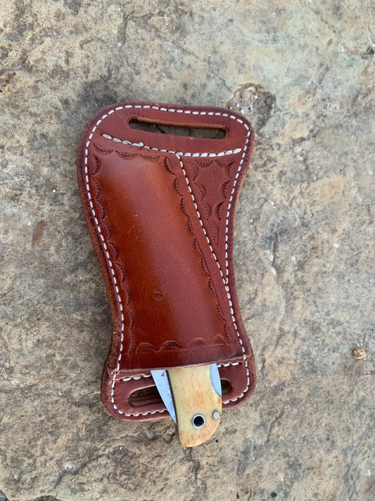 Leather Pocket knife sheath, pancake leather knife sheath, pancake knife sheath, pocket knife scabbard, pocket knife sheath